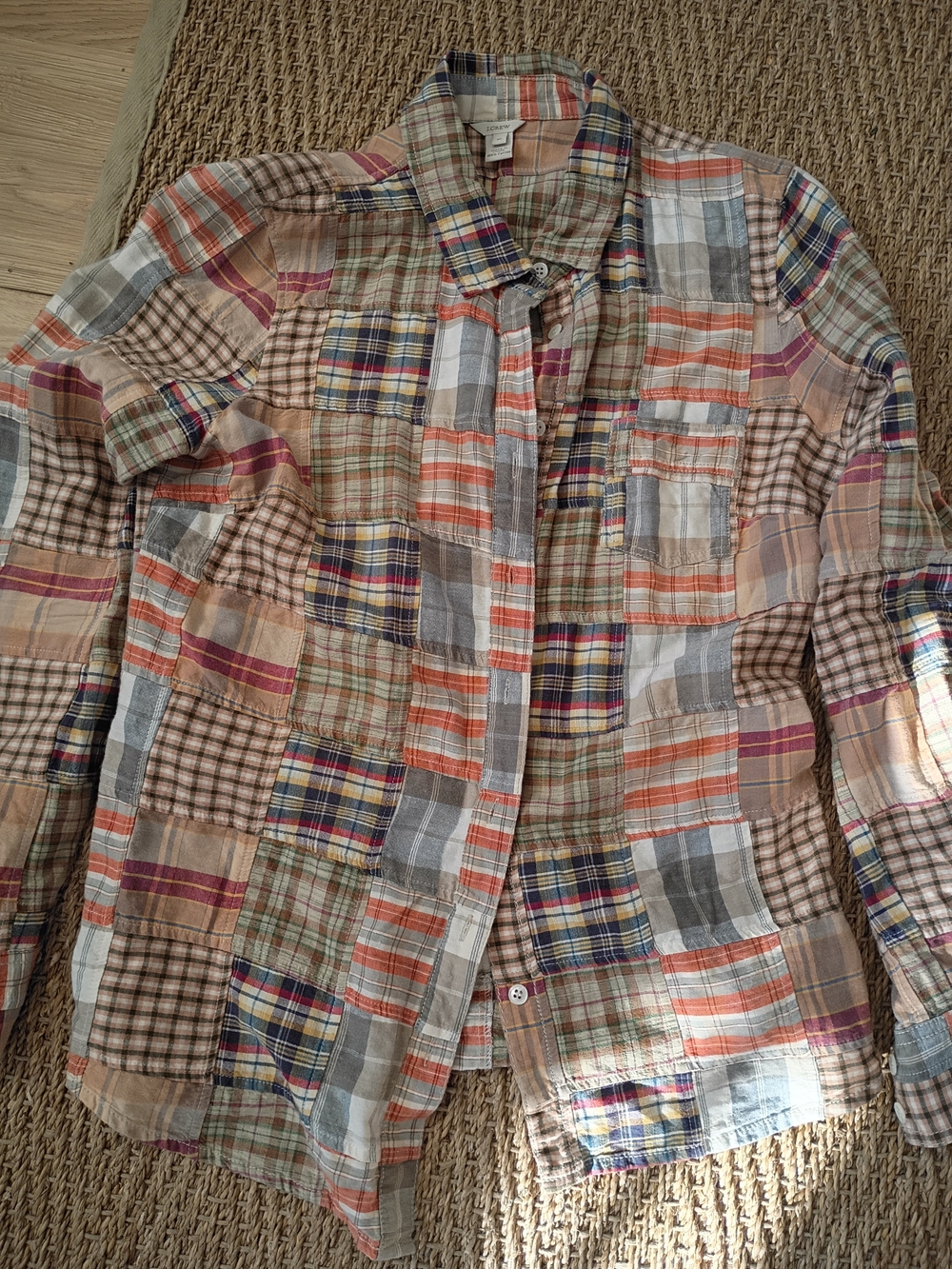 J. Crew Multicolor Patchwork Plaid Button-Down Shirt